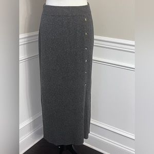 Olivia Grey- Button Down Knit Maxi Skirt - Size L - Like New